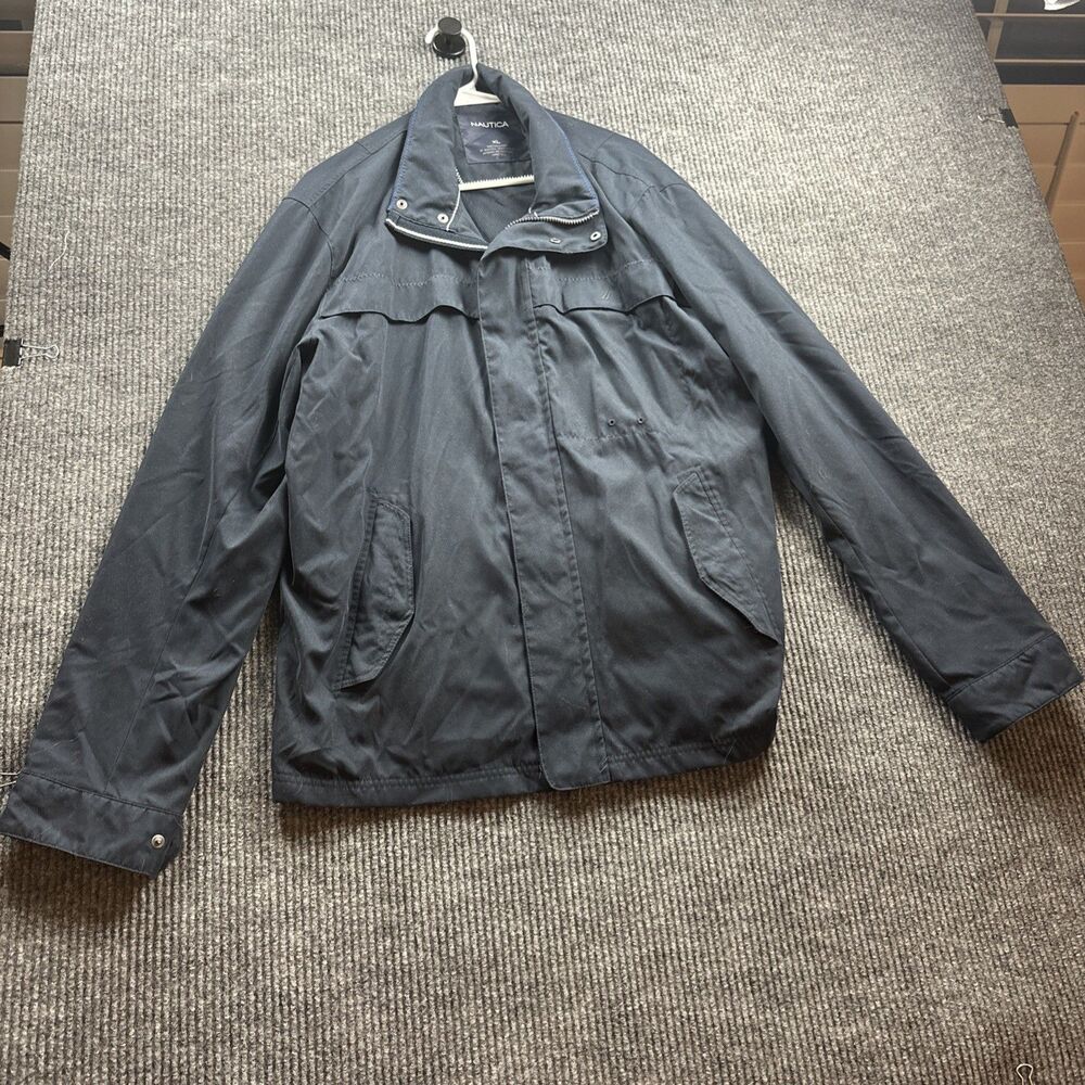 Nautica Bomber Jacket Mens XL Navy Blue Full Zip Lightweight Lined